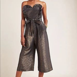 Bronze metallic sweetheart jumpsuit